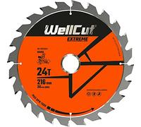 WellCut TCT Extreme Wood Plunge Saw Blades 216mm 30mm Bore 24T, 48T, 60T (24 Teeth)