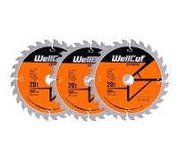 WellCut TCT Saw Blade 160mm x 28T x 20mm Bore Suitable for Festool - TS55 Pack of 3