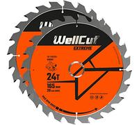 WellCut TCT Saw Blade 165mm x 24T x 20mm Bore Suitable for DSS610, DSS611, DCS391, HD18CS Pack of 2