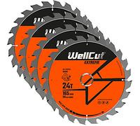 WellCut TCT Saw Blade 165mm x 24T x 20mm Bore Suitable For DSS610, DSS611, DCS391, HD18CS Pack of 4