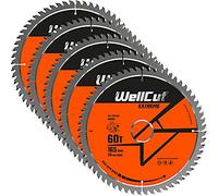 WellCut TCT Saw Blade 165mm x 60T x 20mm Bore Suitable for DSS610, DSS611, DCS391, HD18CS, M18CS55 Pack of 5