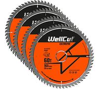 WellCut TCT Saw Blade 165mm x 60T x 20mm Bore Suitable for DSS610, DSS611, DCS391, HD18CS, M18CS55 Pack of 4