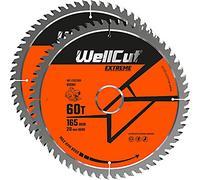 WellCut TCT Saw Blade 165mm x 60T x 20mm Bore Suitable for DSS610, DSS611, DCS391, HD18CS, M18CS55 Pack of 2