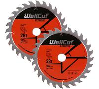 WellCut TCT Saw Blade, Plunge Saw Blade, Circular Saw Blade, Angle Grinder 165mm x 28T x 20mm Bore Pack of 2