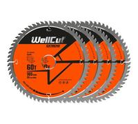 WellCut TCT Saw Blade, Plunge Saw Blade, Circular Saw Blade, Angle Grinder 165mm x 60T x 20mm Bore Pack of 4