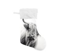 WELLDAY Christmas Stockings Highland Cow for Family Holiday Xmas Party Decorations 1PCS