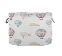 WELLDAY Cotton Rope Basket Watercolor Hot Air Balloon Baby Laundry Basket for Blankets Toys Storage Basket