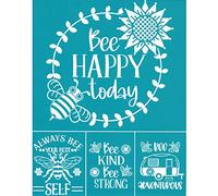 WELLDOER Bee Happy Today Self Adhesive Silk Screen Printing Stencil Mesh Transfers Making For T-Shirt Pillow Fabric Bags Painting On Wood Supplies Screen Printing Stencils Reusable