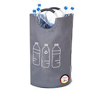 WELLENBORG® Foldable Deposit Bottles Collection Container Foldable Grey Large Waterproof Bottle Collector Large Basket Waste Glass Empty Deposit Bottles Storage