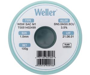 Weller T0051402499 Solder Lead-Free Sn30Ag05Cu 100g 1mm Reel