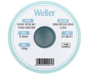 Weller T0051402799 WSW Lead-Free Solder Wire Sn06Cu005Ni 0.50mm 100g
