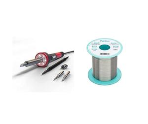 Weller WLIRK6023G 60W Soldering Iron Kit with Ergonomic Molded Pencil Grip Handle and WSW SCN M1 (T0051401399) Lead Free Solder Wire, Ø 0.8mm, Alloy Sn99.3Cu0.6Ni0.05, Flux Content 3.5%, 100g
