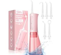 WELLFINE Water Dental Flosser Teeth Pick: Portable Cordless 4 Modes Flossers Pic 300ML Rechargeable Floss Pik Powerful IPX7 Waterproof Oral Irrigator for Cleaning Gum Care Braces for Home Travel