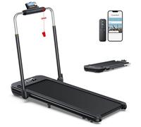 WELLFIT Foldable Walking Pad with 10% Incline, 340+ lbs Capacity, Standing Under Desk Treadmill for Home Office - 3.0HP Low Noise Running Pad with Smart Voice Control,Works with Apps & Remote