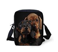 WELLFLYHOM Custom Small Cross Body Purse Shoulder Messenger Bag for Women Kids Phone Handbags, Black Dachshund, Small