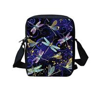 WELLFLYHOM Dragonfly Galaxy Womens Girls Cross Body Messenger Bag Small Travel Holiday School Shoulder Sling Bag Girly Fashion Polyester Satchel Handbag Purse with Thick Strap Purple, Purple