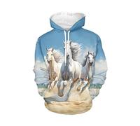 WELLFLYHOM Drawstring Hoodies Cute Long Sleeve Fashion Sweatshirts for Women Teen Girls Hooeded Pullover Size XS-4XL, Wild Horse, Medium