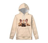 WELLFLYHOM Funny Dog Printed Drawstring Hoodie for Women Youth Girls Long Sleeve Autumn Spring Clothing Hoodie Sweatshirts Sweater with Pockets French Bulldog Beige, Beige