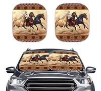 WELLFLYHOM Western Horse Car Accessories Windshield Sun Shade for Women Auto Front Window Sunshades Shields Blocker Sun UV Visor Protectors Foldable Sun Reflector,Keep Your Vihicle Cool,Pack of 2