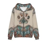 WELLFLYHOM Women Y2K Hoodie Zip Up Sweatshirt Vintage Jackets Hooded Cardigan, 0 Boho Dog Paw, Large