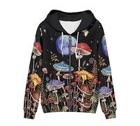 WELLFLYHOM Women Y2K Hoodie Zip Up Sweatshirt Vintage Jackets Hooded Cardigan, 0 Mushroom Moon, XL