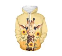 WELLFLYHOM Womens College Sweatshirts and Hoodies with Pocket Long Sleeve Pullover Jumper, 1 Sunflower Giraffe, Medium