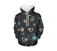 WELLFLYHOM Womens College Sweatshirts and Hoodies with Pocket Long Sleeve Pullover Jumper, Dog Paw Heart Print, XL