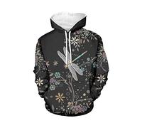 WELLFLYHOM Womens College Sweatshirts and Hoodies with Pocket Long Sleeve Pullover Jumper, Dragonfly Hippie, XXL