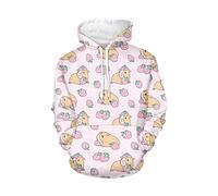 WELLFLYHOM Womens College Sweatshirts and Hoodies with Pocket Long Sleeve Pullover Jumper, Strawberry Guinea Pig, Large