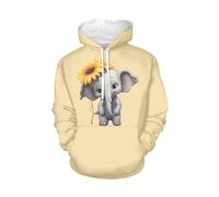 WELLFLYHOM Womens College Sweatshirts and Hoodies with Pocket Long Sleeve Pullover Jumper, Sunflower Elephant, XXXL