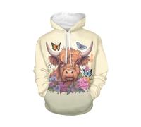 WELLFLYHOM Womens Sweatshirts Pullover Hoodies Teens Sportwear Fall Tops, 0 Highland Cow, Medium