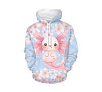 WELLFLYHOM Womens Sweatshirts Pullover Hoodies Teens Sportwear Fall Tops, A Axolotl Cherry Blossoms, XL