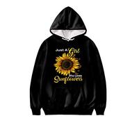 WELLFLYHOM Womens Sweatshirts Pullover Hoodies Teens Sportwear Fall Tops, Just a Girl Who Love Sunflower, XXL
