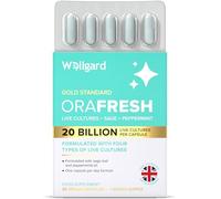 Wellgard Orafresh - Vegan Oral Live Culture with 20 Billion CFU, 4 Live Culture Strains, Sage Leaf Extract & Peppermint Oil, 30 Capsules