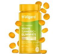 Wellgard Vegan High Strength Turmeric Gummies with Ginger - 1980MG Chewable Turmeric Curcumin Supplement, 60 Gummies, Peach Flavour