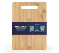 Wellhaus Bamboo Chopping Board 28 x 20 cm - Wooden Kitchen Board for Cutting and Preparing Food, Bamboo Chopping Board for Kitchen, Vegetables, Fruits and Bread