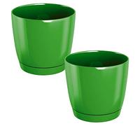WELLHOME 2X Plastic Pot Coubi Round P in Olive Green (Length) x 12 (Width) x 11 (Height) cm