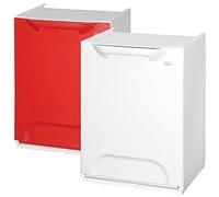 WELLHOME ECO-LOGICO Pack of 2 White and Red Polypropylene Recycling Bins with Tank Inside, 47 x 34 x 29 cm c/u