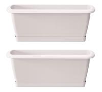 WELLHOME MOBILIARIO & DECORACIÓN 2X Respana Planter with Plastic Support in White Colour 78.6 (Length) x 18.4 (Width) x 14.5 (Height) cm