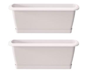 WELLHOME MOBILIARIO & DECORACIÓN 2X Respana Planter with Plastic Support in White Colour 78.6 (Length) x 18.4 (Width) x 14.5 (Height) cm