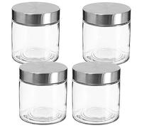 WELLHOME Set of 4 Glass Jars and Stainless Steel 750 ml, x4