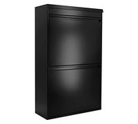 WELLHOME Top Cube Four Cabinet 4-Cube Steel Trash and Recycling Organization System and Top Multi-purpose Tray, Black 97.5 x 58.5 x 24.5 cm