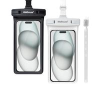 wellhouse 2 Pack Waterproof Cell Phone Pouch for iPhone 15 14 13 12 Pro Max XS Samsung IPX8 3D Waterproof Bag for Cellphone Beach Essentials Black+White 7"