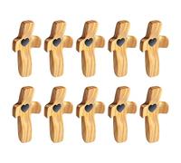 wellhouse Cross My Heart - Encouragement Gift - Wooden Cross - Fingertip Stress Relief Pockets - Small & Portable - Olive Wood 10pcs