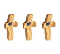 wellhouse Encouragement Gift Wooden Cross Fingertip Stress Relief Gifts Pocket Small Cross Religious Gift Handheld Wooden Cross My Heart(Olive 3pcs)