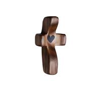 wellhouse Encouragement Gift Wooden Cross Fingertip Stress Relief Gifts Pocket Small Cross Religious Gift Handheld Wooden Cross My Heart(Walnut 1pcs)