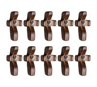 wellhouse Encouragement Gift Wooden Cross Fingertip Stress Relief Gifts Pocket Small Cross Religious Gift Handheld Wooden Cross My Heart(Walnut 10pcs)