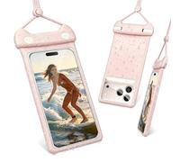 wellhouse Universal Waterproof Phone Case with Lanyard IP8X Diving Outdoor Beach Floating Underwater 7 Inch Beautiful Phone Case Dry Bag 3D Seamless HD TPU for iPhone Mew Pink