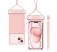 Wellhouse Universal Waterproof Phone Case with Neck Strap IP8X Diving Outdoor Beach Floating Underwater Up to 7 Inch Cool Bag Dry Bag 3D Seamless Touch for iPhone Duke Pink