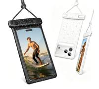 wellhouse Waterproof Phone Pouch, Waterproof Phone Case for iPhone 15 14 13 12 Pro Max XS Samsung, IPX8 3D Cellphone Dry Bag Beach Essentials (Duke Black+White, 2 Pack 7")
